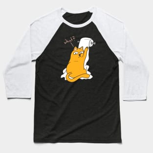 Funny Cat with Toilet Paper Baseball T-Shirt